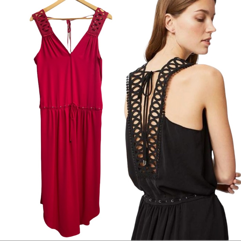 Ramy Brook Vivianne Dress with Crochet Trim in Fuschia, Size Small